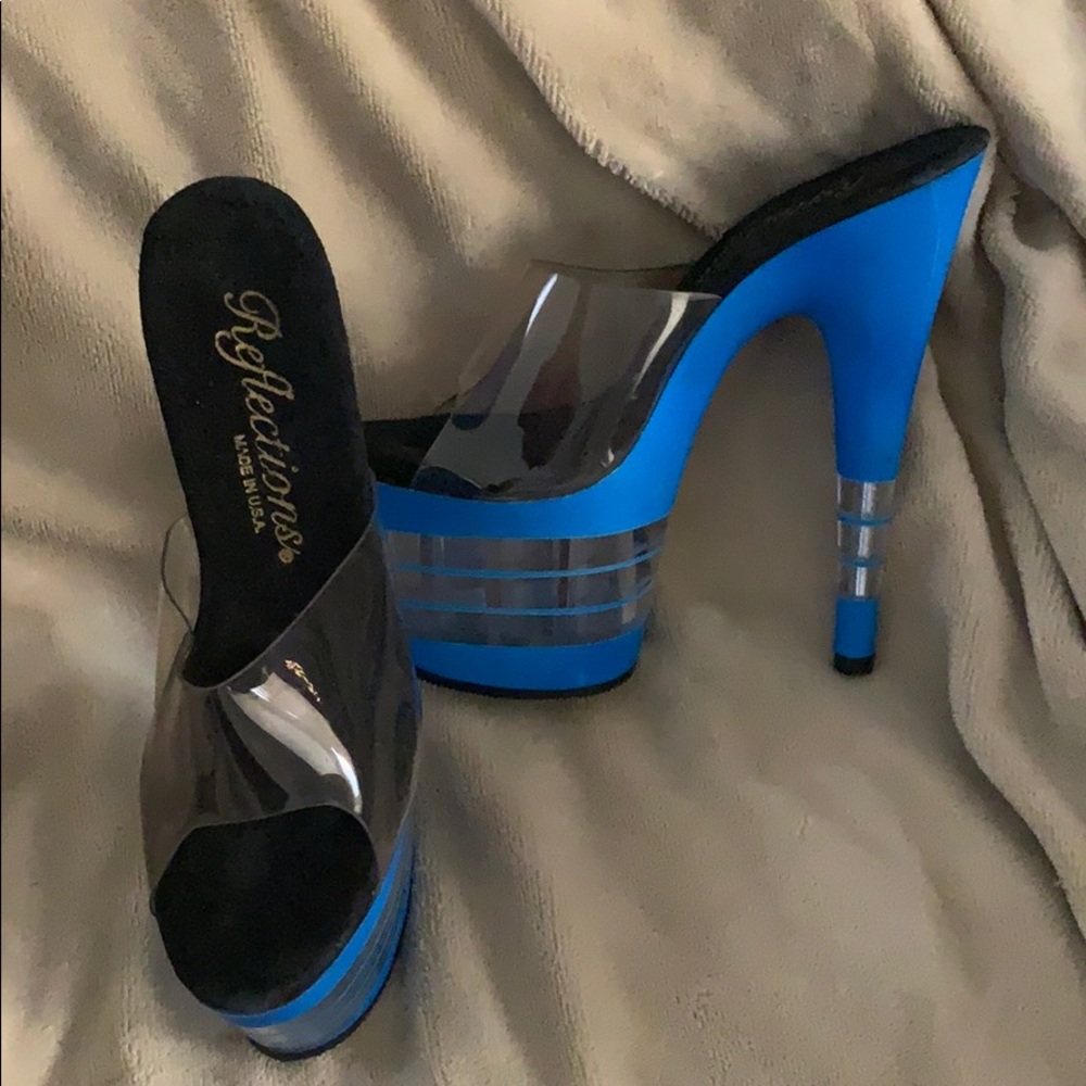 Dancer stripper clear stilettos heels platform 5